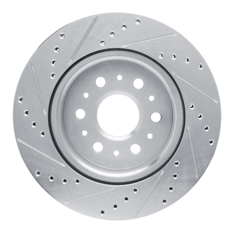 Buick Enclave Brake Rotor (1) - Rear Right - R1 Concepts - Drilled & Slotted - Silver - `17-`25